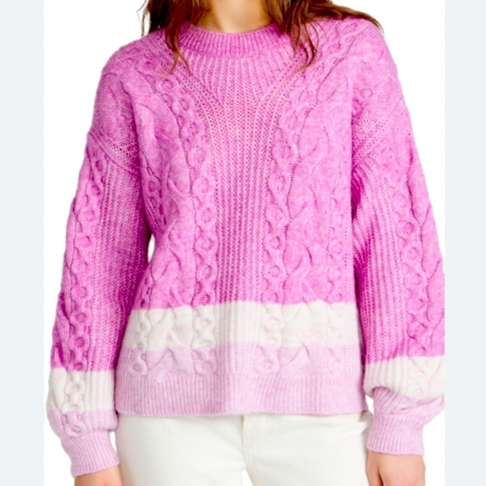 SPLENDID  Light Pink Cable Knit Sweater, iStripes  size XL  NWOT